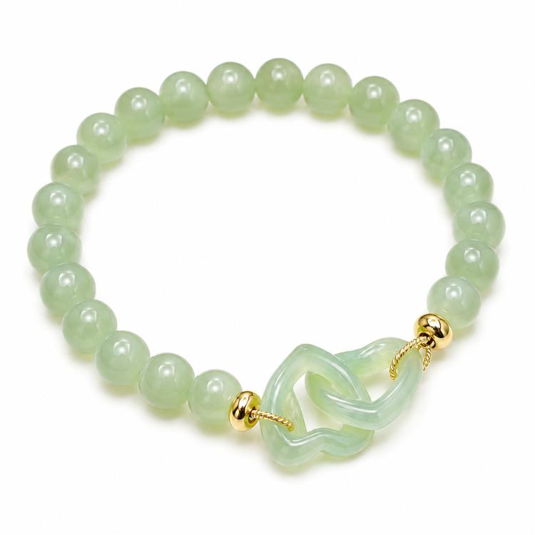 Simulated Jade Beaded Bracelet Elegant Green Glass Gemstone Jewelry Gift For Women