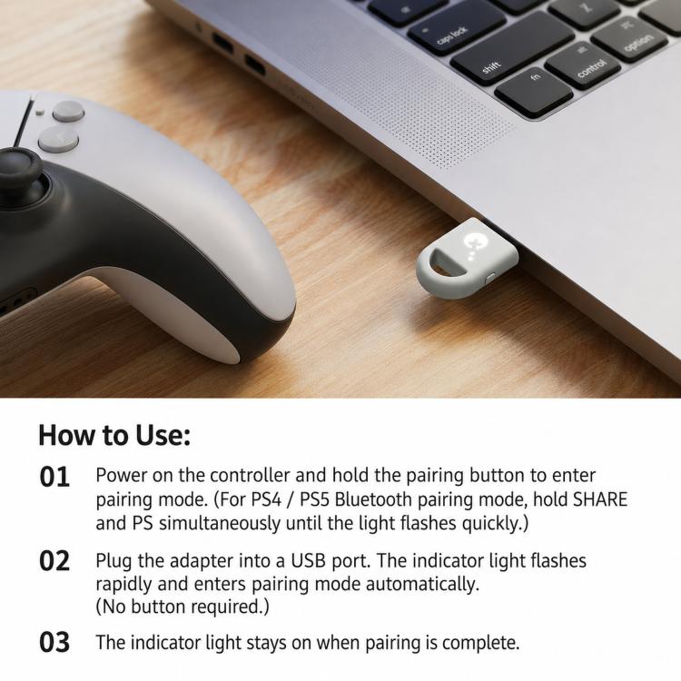 GuliKit Hyperlink Gen 2 Wireless Controller Adapter Low Latency Bluetooth Receiver up to 750Hz Polling Rate for PC Windows, Nintendo Switch, Switch 2, Steam Deck