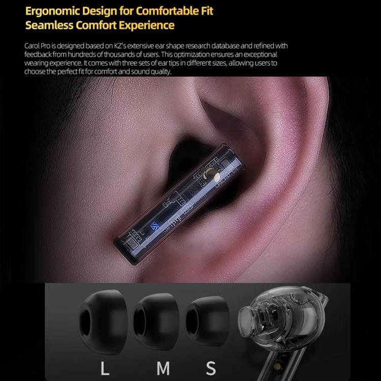 KZ-Carol Pro ANC Noise Reduction Bluetooth Earphones - Black