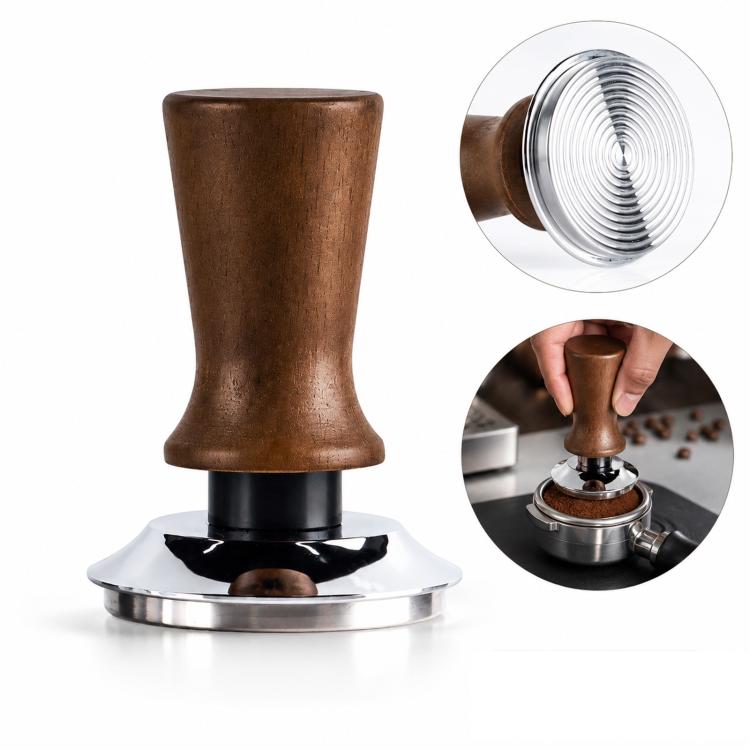 Solid Wood Handle Stainless Steel Constant Force Coffee Tamper