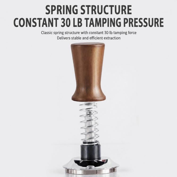Solid Wood Handle Stainless Steel Constant Force Coffee Tamper