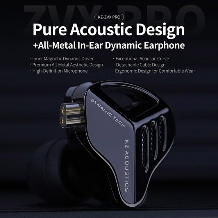KZ ZVX PRO Dynamic In-Ear 1.2m Wired Earphones Deep Bass Hi-Fi Monitoring Earbuds, Spec: Standard