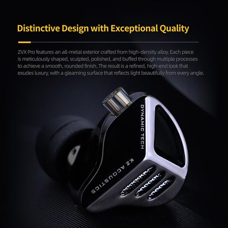 KZ ZVX PRO Dynamic In-Ear 1.2m Wired Earphones Deep Bass Hi-Fi Monitoring Earbuds, Spec: Standard