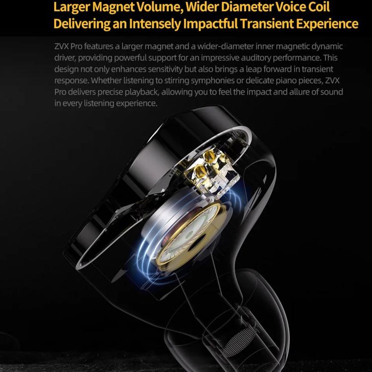KZ ZVX PRO Dynamic In-Ear 1.2m Wired Earphones Deep Bass Hi-Fi Monitoring Earbuds, Spec: Standard