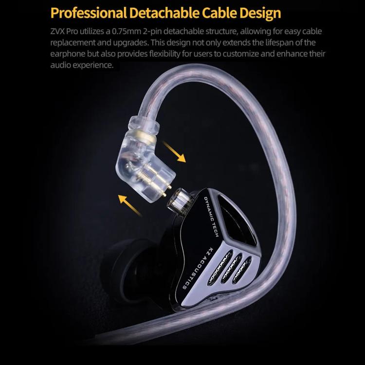 KZ ZVX PRO Dynamic In-Ear 1.2m Wired Earphones Deep Bass Hi-Fi Monitoring Earbuds, Spec: Standard