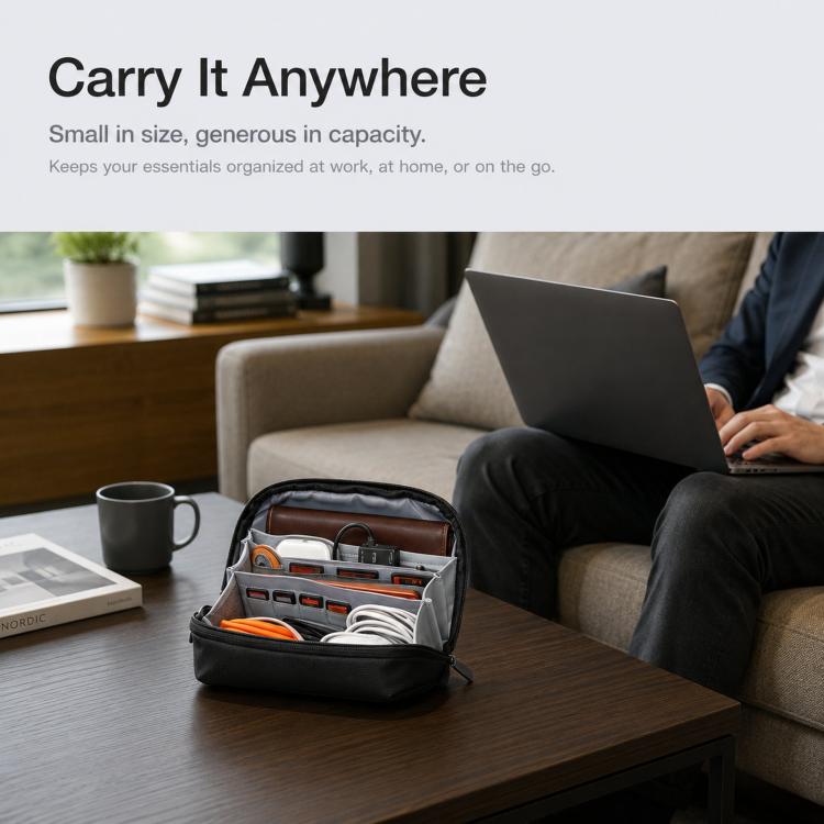 BANGE BG-7885 Digital Accessories Organizer Bag Multi-Compartment Card Slots Portable Waterproof Travel Bag - Black