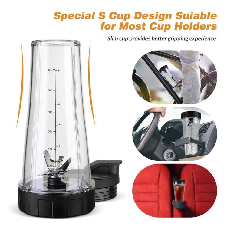 24oz Slim Replacement Cups and Lids Set For Ninja SS101 / SS100 / SS300, Spec: Cup+Lid