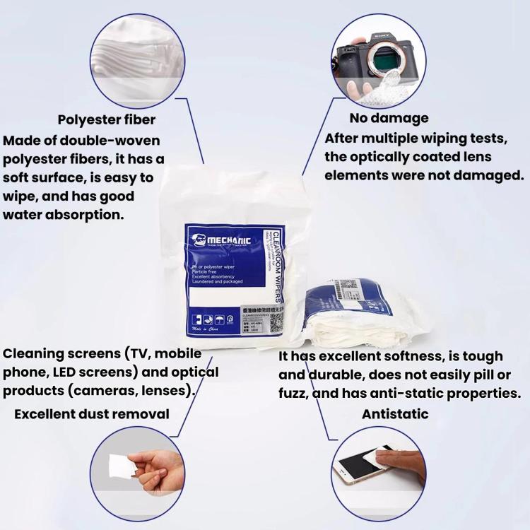 MECHANIC HK4090 Microfiber Lint-Free Cloth For Screen & Lens Cleaning, Industrial Dust Wiping Cloth, Spec: 4 inch 100pcs