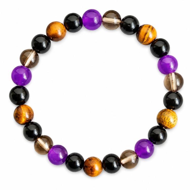 Natural Crystal Beaded Bracelet for Men Women 8mm Amethyst Energy Bracelet for Confidence Meditation Yoga Gift - A-16
