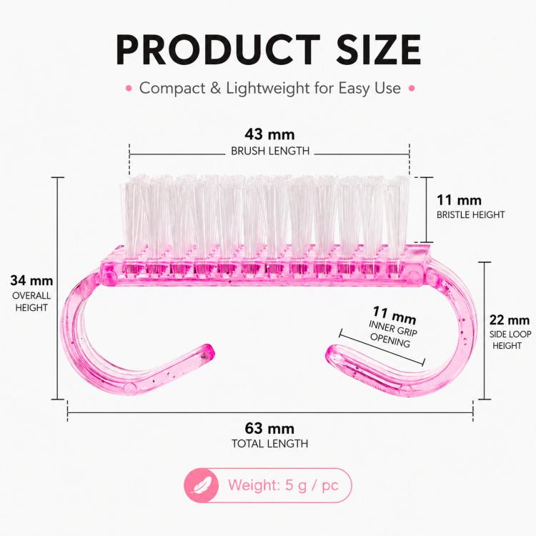 4pcs /Pack Horn Handle Nail Brush, Glitter Plastic Fingernail Scrub Brush for Dust Cleaning, Mini Manicure Hand Scrubbing Brush - Mixed Color