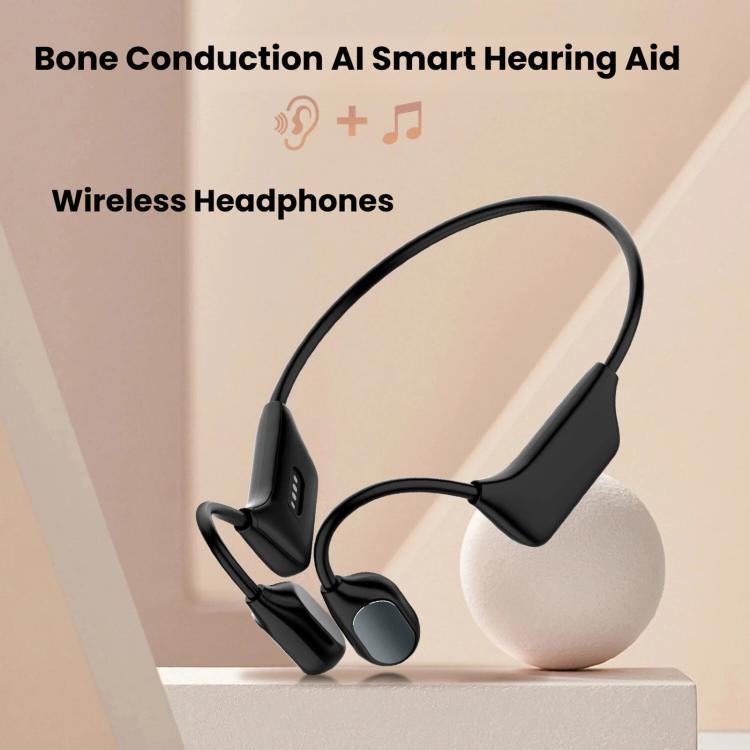 Noise Reduction HD Bone Conduction Hearing Aid Earphones Open-Ear Wireless Bluetooth Headphones - Black