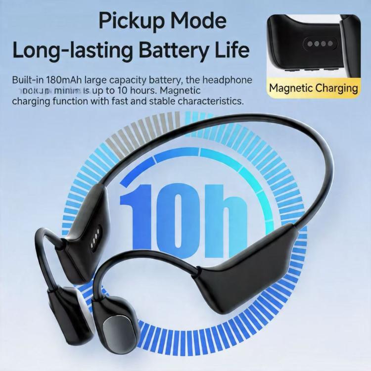 Noise Reduction HD Bone Conduction Hearing Aid Earphones Open-Ear Wireless Bluetooth Headphones - Black