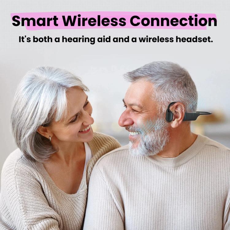 Noise Reduction HD Bone Conduction Hearing Aid Earphones Open-Ear Wireless Bluetooth Headphones - Black