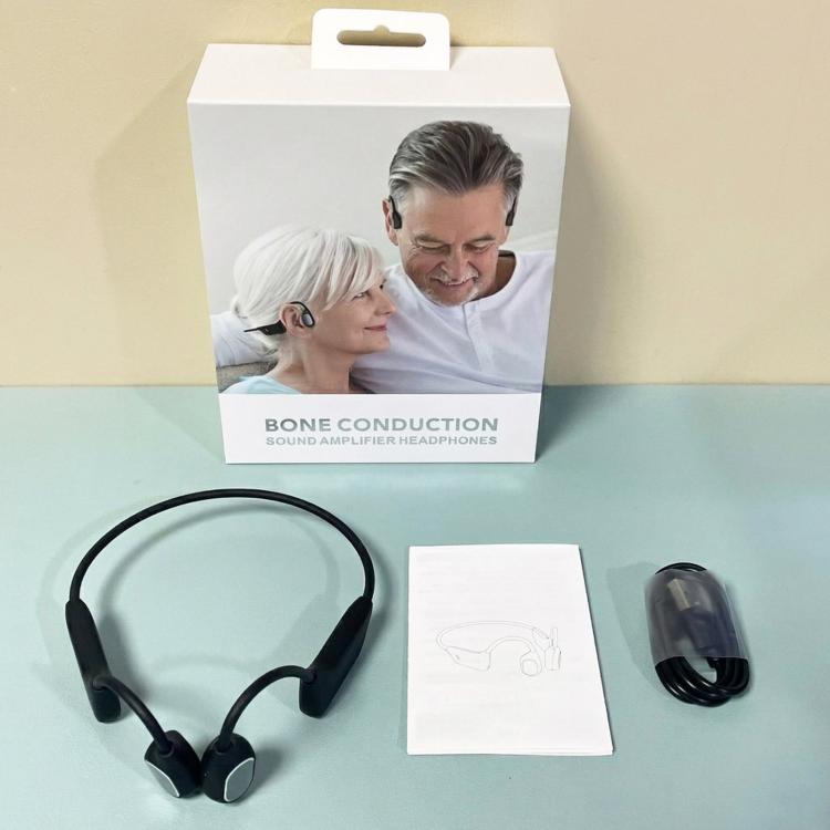 Noise Reduction HD Bone Conduction Hearing Aid Earphones Open-Ear Wireless Bluetooth Headphones - Black