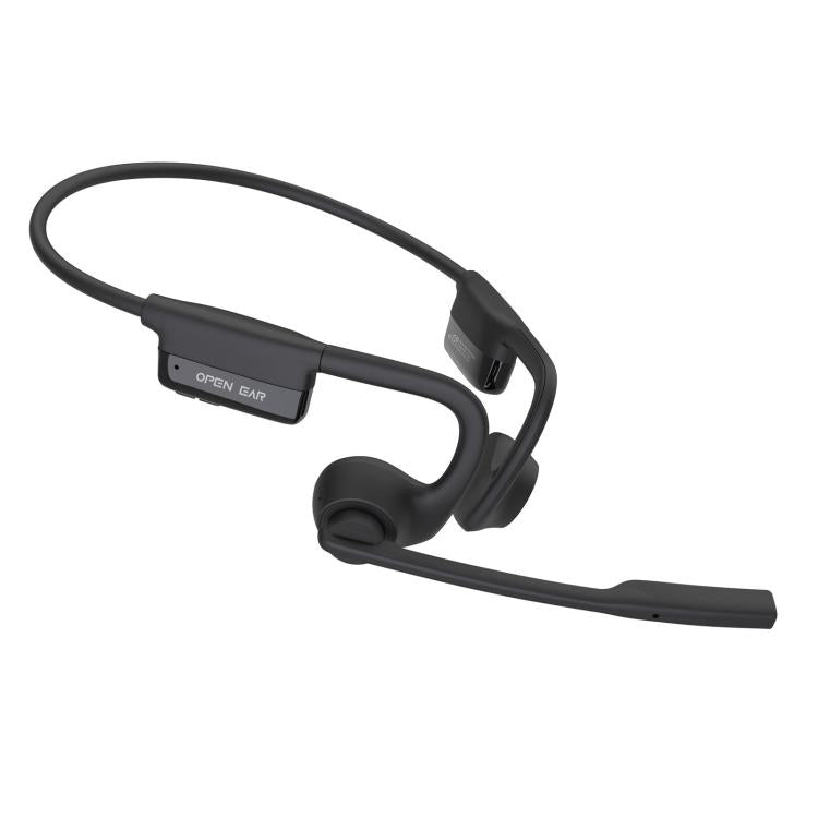 ENC Noise Reduction Bone Conduction Bluetooth Earphones Clear Call Wireless Microphone - Black
