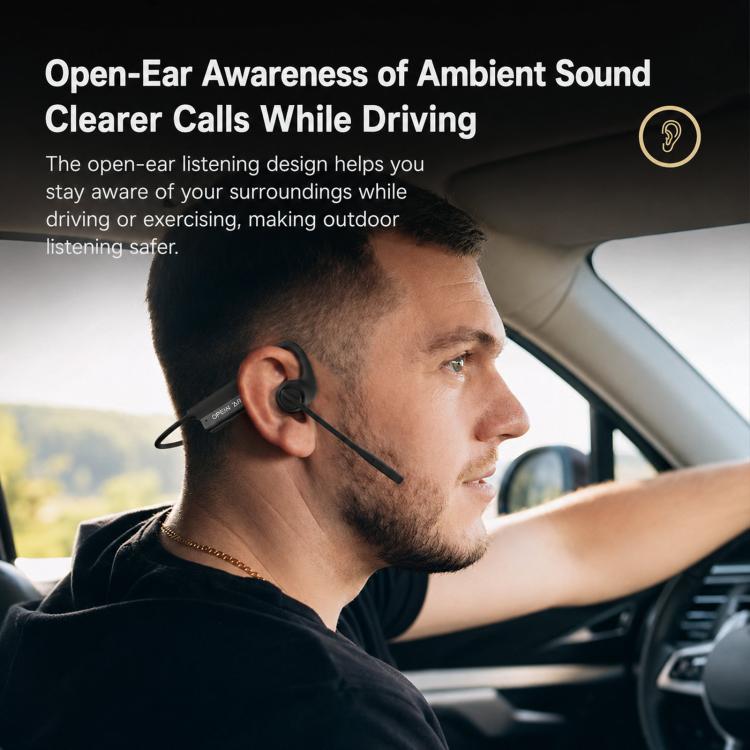 ENC Noise Reduction Bone Conduction Bluetooth Earphones Clear Call Wireless Microphone - Black