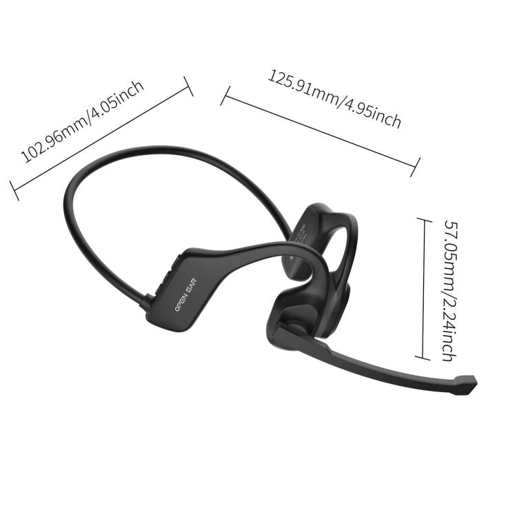 ENC Noise Reduction Bone Conduction Bluetooth Earphones Clear Call Wireless Microphone - Black