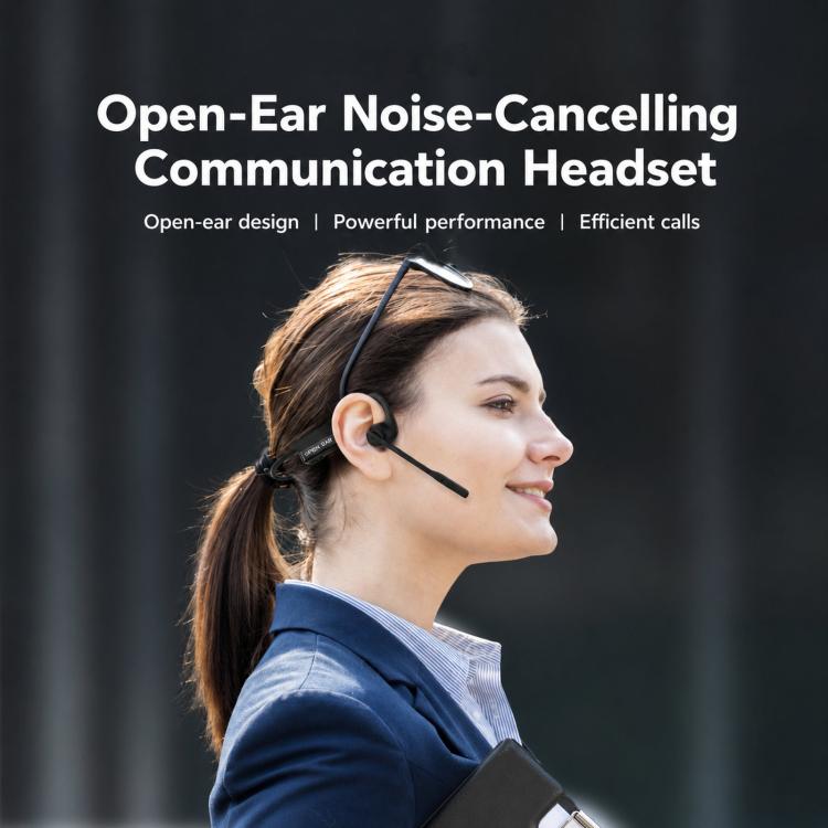 ENC Noise Reduction Bone Conduction Bluetooth Earphones Clear Call Wireless Microphone - Black