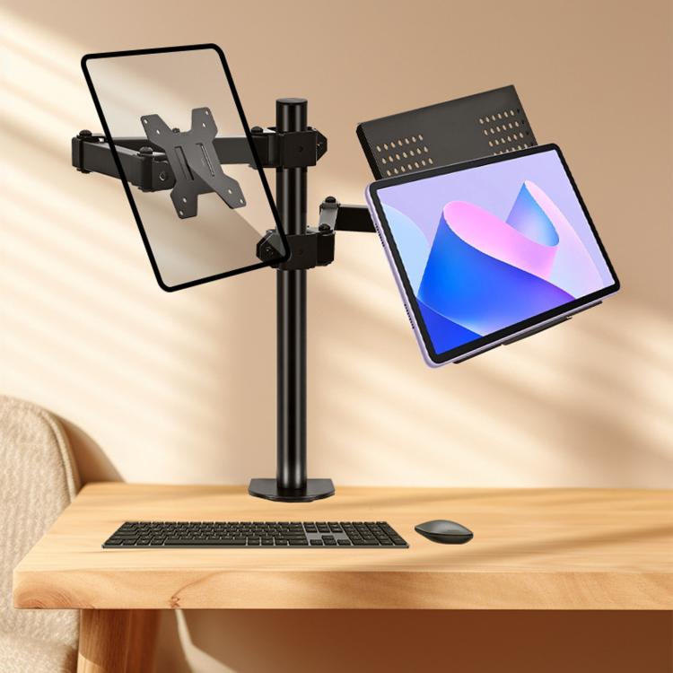 Laptop Monitor Dual-Arm Rotating Clamp Desktop Stand - ZX-MT025