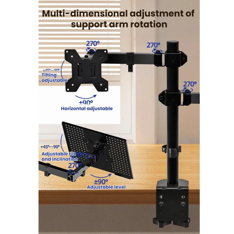 Laptop Monitor Dual-Arm Rotating Clamp Desktop Stand - ZX-MT025