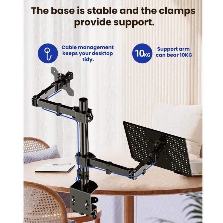 Laptop Monitor Dual-Arm Rotating Clamp Desktop Stand - ZX-MT025