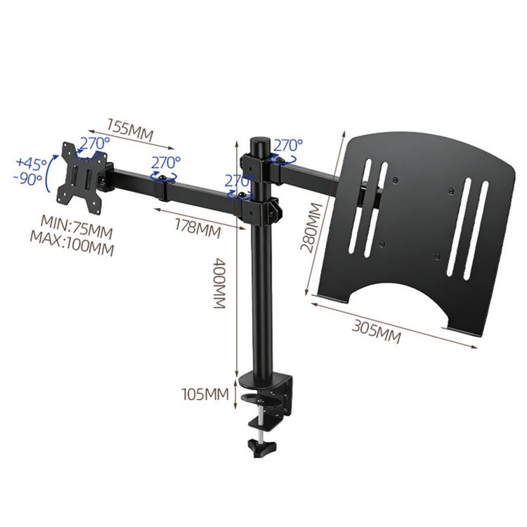 10-32 Inch Desktop Monitor Cantilever Lifting And Rotating Tray Stand - ZX-MT025S