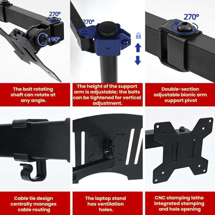 10-32 Inch Desktop Monitor Cantilever Lifting And Rotating Tray Stand - ZX-MT025S