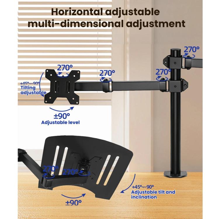 10-32 Inch Desktop Monitor Cantilever Lifting And Rotating Tray Stand - ZX-MT025S
