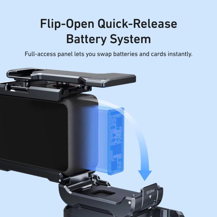 For DJI Action 6 TELESIN Street Photography Grip Set Aluminum Alloy Camera Cage Hand Grip Rig - Black