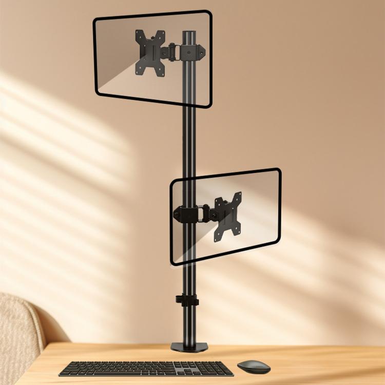 Dual-screen Monitor Mount No-drill Rotating Stand Height Adjustable Base - ZX-MT028