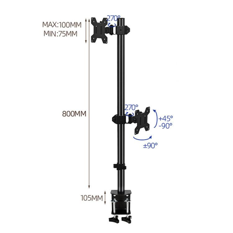 Dual-screen Monitor Mount No-drill Rotating Stand Height Adjustable Base - ZX-MT028