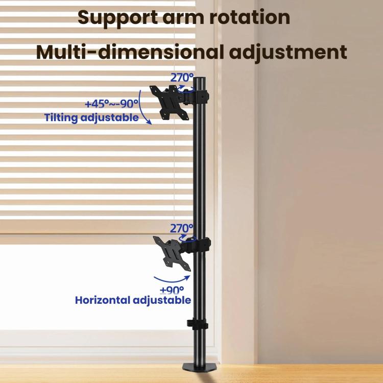 Dual-screen Monitor Mount No-drill Rotating Stand Height Adjustable Base - ZX-MT028