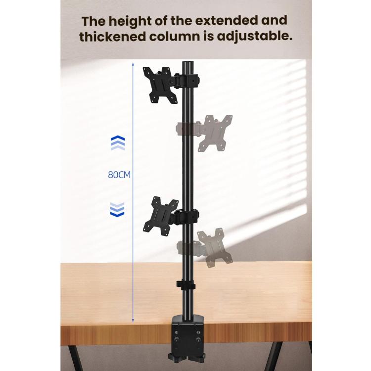 Dual-screen Monitor Mount No-drill Rotating Stand Height Adjustable Base - ZX-MT028