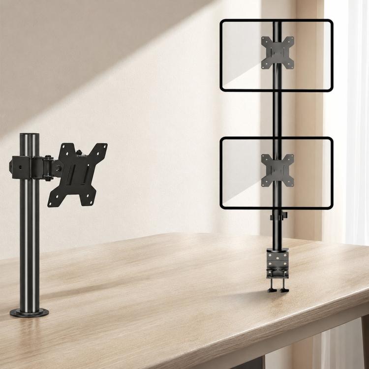 Dual-screen Monitor Mount No-drill Rotating Stand Height Adjustable Base - ZX-MT028