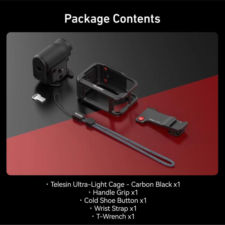 TELESIN StreetGrip Kit For DJI Osmo Action 5 Pro/4/3 Aluminum Alloy Camera Cage Hand Grip Rig - Black
