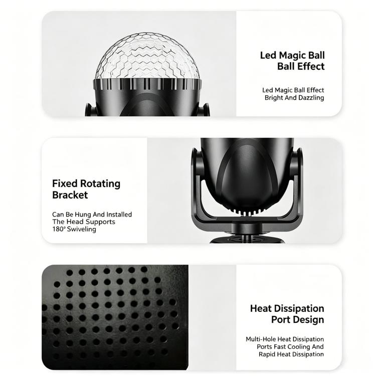 Mini LED Moving Head Magic Ball Light Atmosphere Lamp For Home Party, Bar & Stage, Spec: No Bluetooth With Remote Control