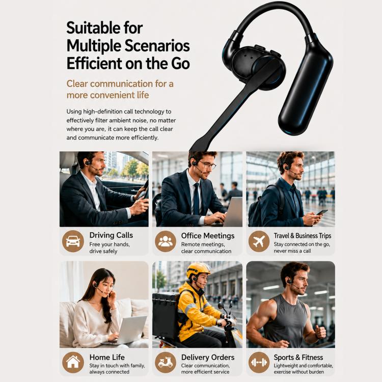 V2 Ear-Hook Rotatable Bluetooth Earphone HD Noise Reduction Rainproof Earphone