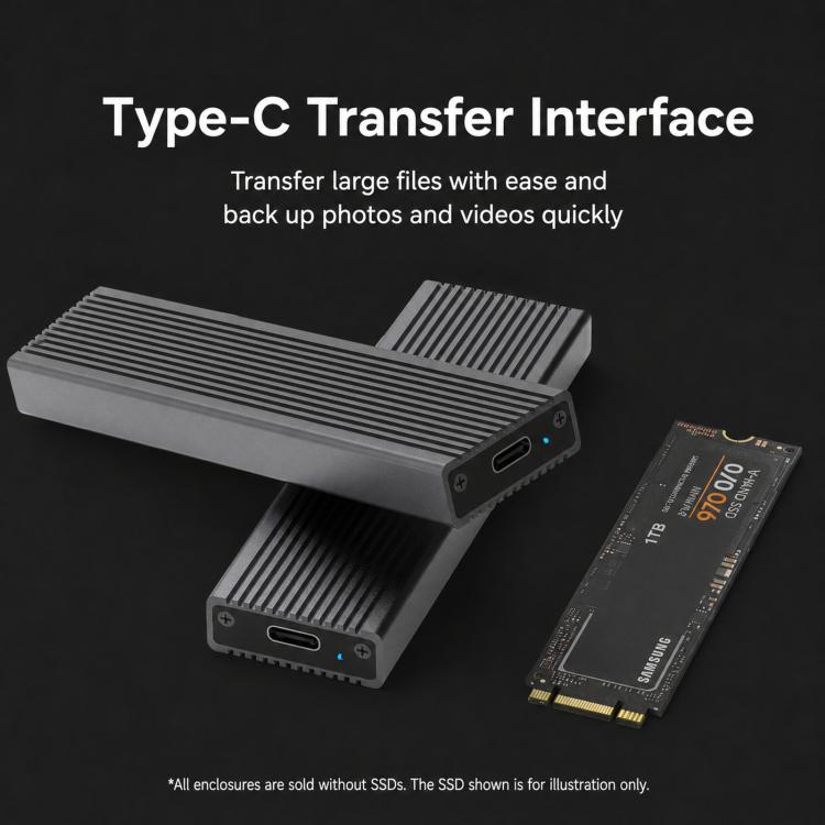 Blueendless 2806N M.2 NVMe SSD Enclosure 10Gbps Aluminum External Solid State Drive Case USB-C To USB-A Cable Included