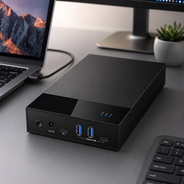 Blueendless 3.5/2.5 Inch SATA External Hard Drive Enclosure With Built-In USB 3.0 Hub USB To SATA HDD SSD Case Max 20TB EU Plug