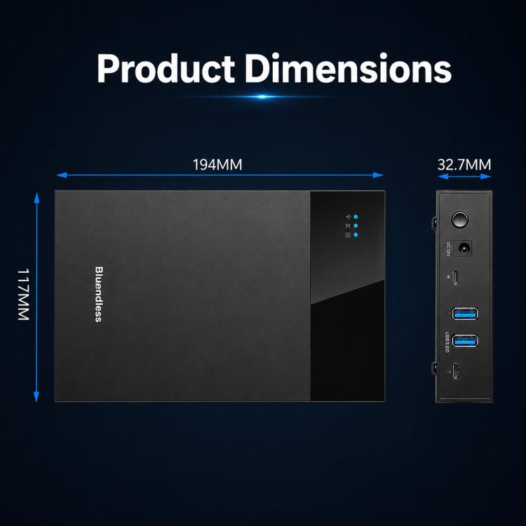 Blueendless 3.5/2.5 Inch SATA External Hard Drive Enclosure With Built-In USB 3.0 Hub USB To SATA HDD SSD Case Max 20TB UK Plug
