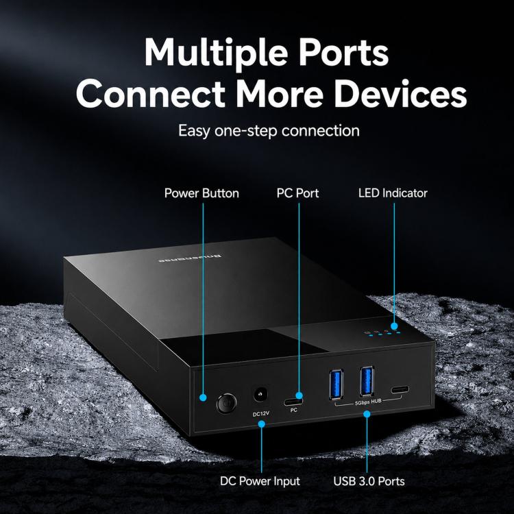 Blueendless 3.5/2.5 Inch SATA External Hard Drive Enclosure With Built-In USB 3.0 Hub USB To SATA HDD SSD Case Max 20TB UK Plug