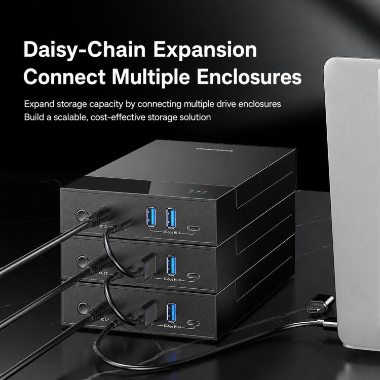 Blueendless 3.5/2.5 Inch SATA External Hard Drive Enclosure With Built-In USB 3.0 Hub USB To SATA HDD SSD Case Max 20TB UK Plug