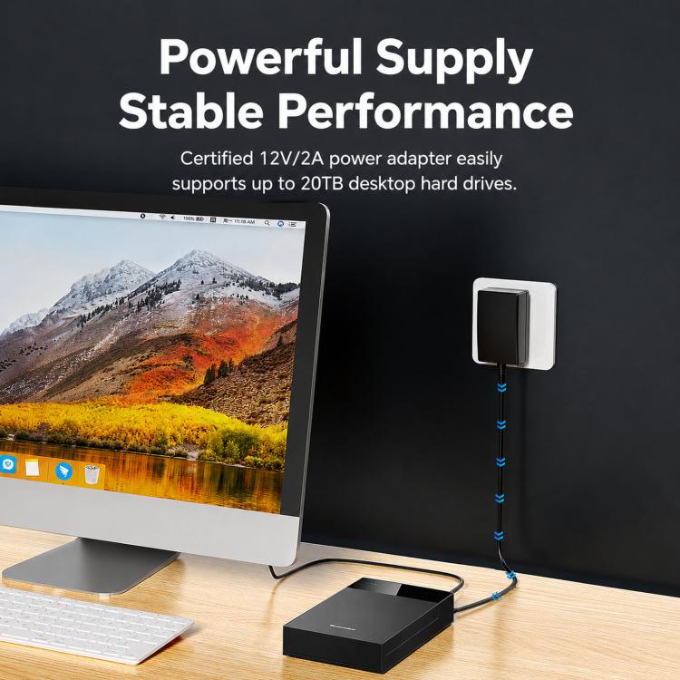 Blueendless 3.5/2.5 Inch SATA External Hard Drive Enclosure With Built-In USB 3.0 Hub USB To SATA HDD SSD Case Max 20TB UK Plug