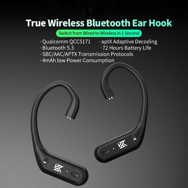 KZ XZ10 Bluetooth 5.3 Wireless Earphones Ear Hooks - Black C Style
