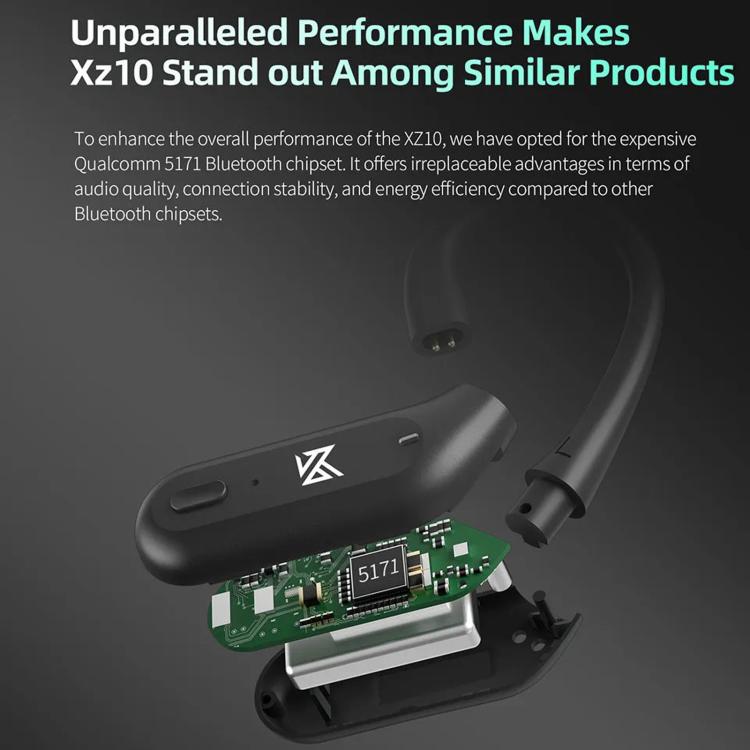 KZ XZ10 Bluetooth 5.3 Wireless Earphones Ear Hooks - Black C Style