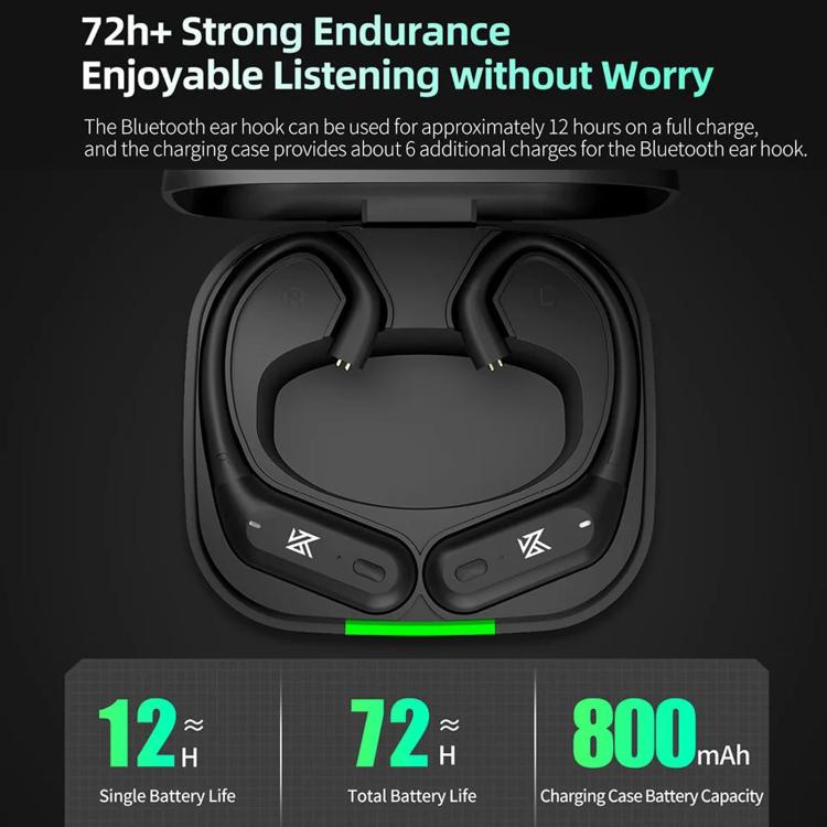 KZ XZ10 Bluetooth 5.3 Wireless Earphones Ear Hooks - Black C Style