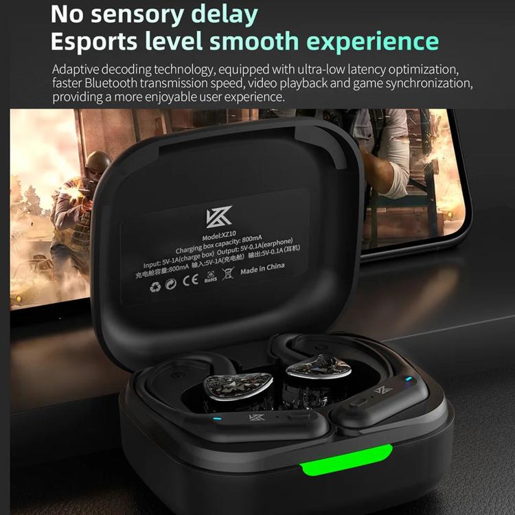 KZ XZ10 Bluetooth 5.3 Wireless Earphones Ear Hooks - Black C Style