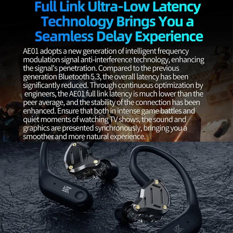 KZ AE01 HD Wireless Bluetooth 5.4 Gaming Earphones Ear Hooks