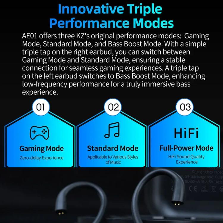 KZ AE01 HD Wireless Bluetooth 5.4 Gaming Earphones Ear Hooks