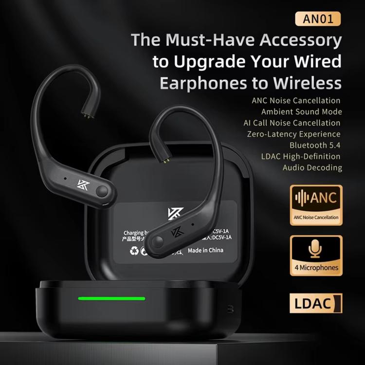 KZ AN01 HD Wireless Bluetooth 5.4 Earhook Active Noise Reduction Hi-Fi Gaming Earphones